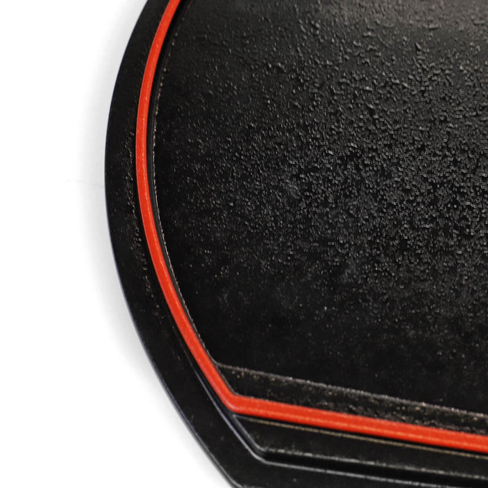 Black x Red Reversible Hangetsu Half Moon Serving Tray with Red Trim 14.4" x 12.4"
