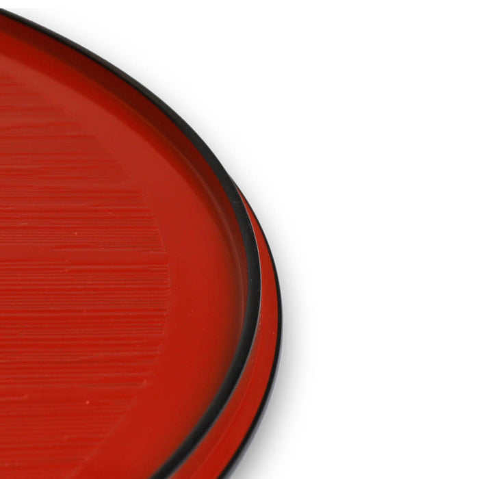 Black x Red Reversible Hangetsu Half Moon Serving Tray with Red Trim 14.4" x 12.4"