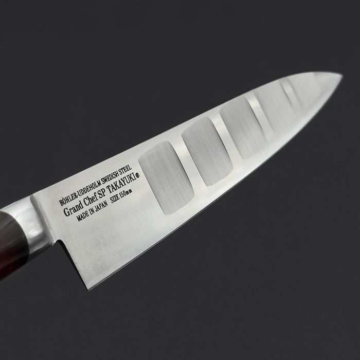 Sakai Takayuki Grand Chef SP Type III Petty 150mm Volcaneo Red Handle Blade