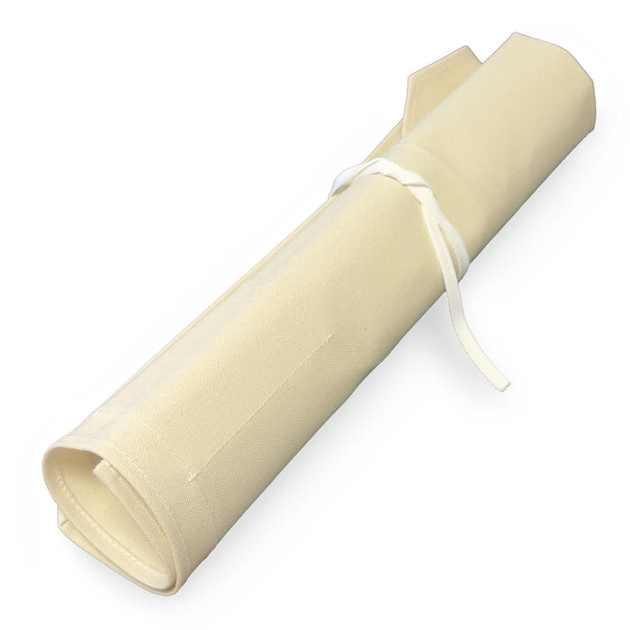 Canvas 6 Slots Knife Roll with Utility Pouch - Natural White