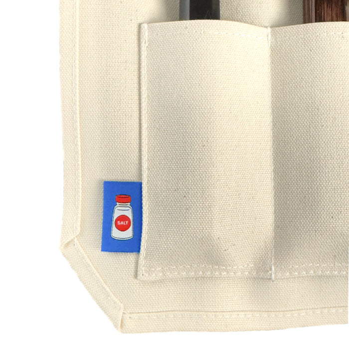 Canvas 6 Slots Knife Roll with Utility Pouch - Natural White