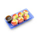 SA-501 PET Clear Blue Takeout Sushi Tray 6.5" x 3.5" with Sashimi Rolls
