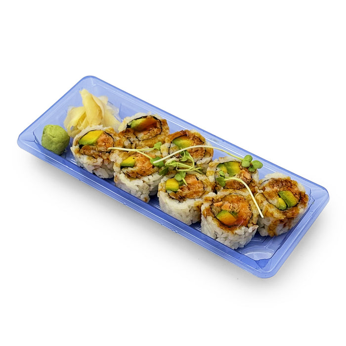 SA-502 PET Clear Blue Takeout Sushi Tray 8.75" x 3.5" (600/case)