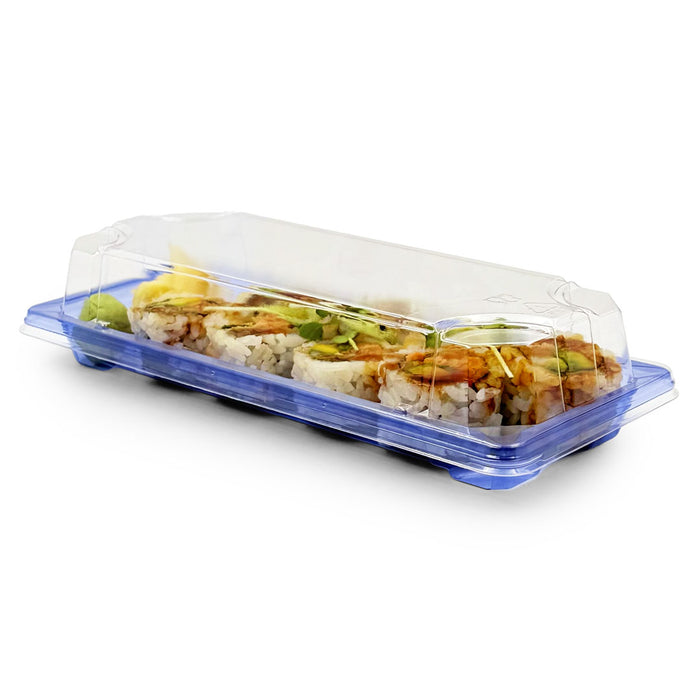 SA-502 PET Clear Blue Takeout Sushi Tray 8.75" x 3.5" (600/case)