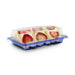 SA-503 PET Clear Blue Takeout Sushi Tray 6.5" x 4.5" with Fruit Sandwich