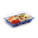 SA-503 PET Clear Blue Takeout Sushi Tray 6.5" x 4.5" with Roll Sushi and Nigiri Sushi