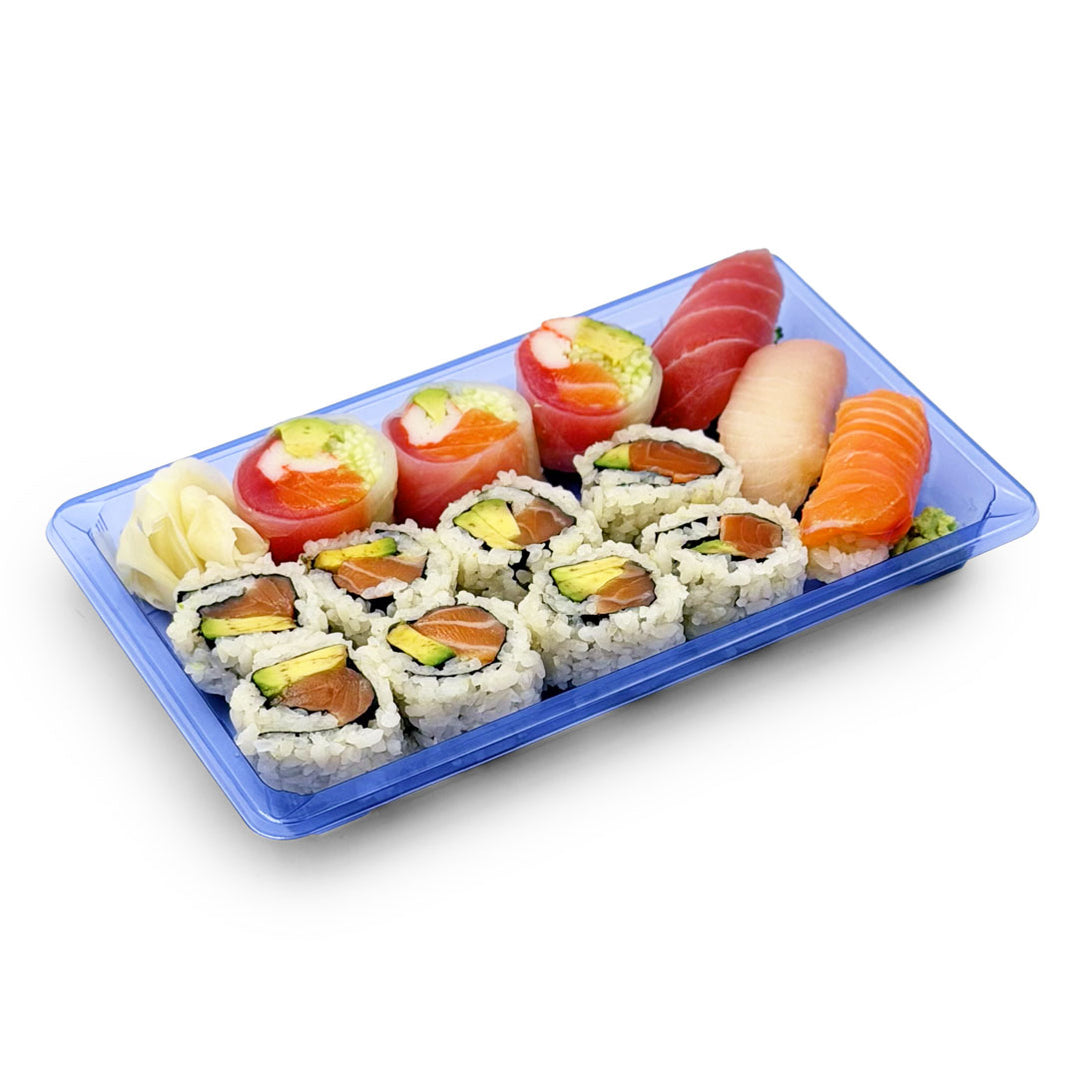 Container Kitchen Kit SA-505 PET Clear Blue Takeout Sushi Containers 8.4
