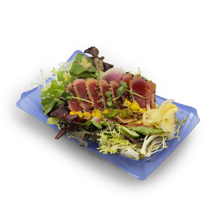 SA-20 PET Clear Blue Takeout Sushi Tray 7.6" x 4.6"