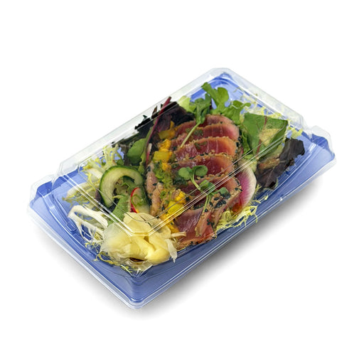 SA-20 PET Clear Blue Takeout Sushi Tray 7.6" x 4.6"