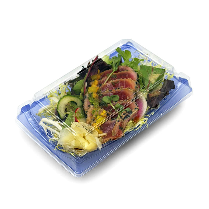 SA-20 PET Clear Blue Takeout Sushi Tray 7.6" x 4.6"