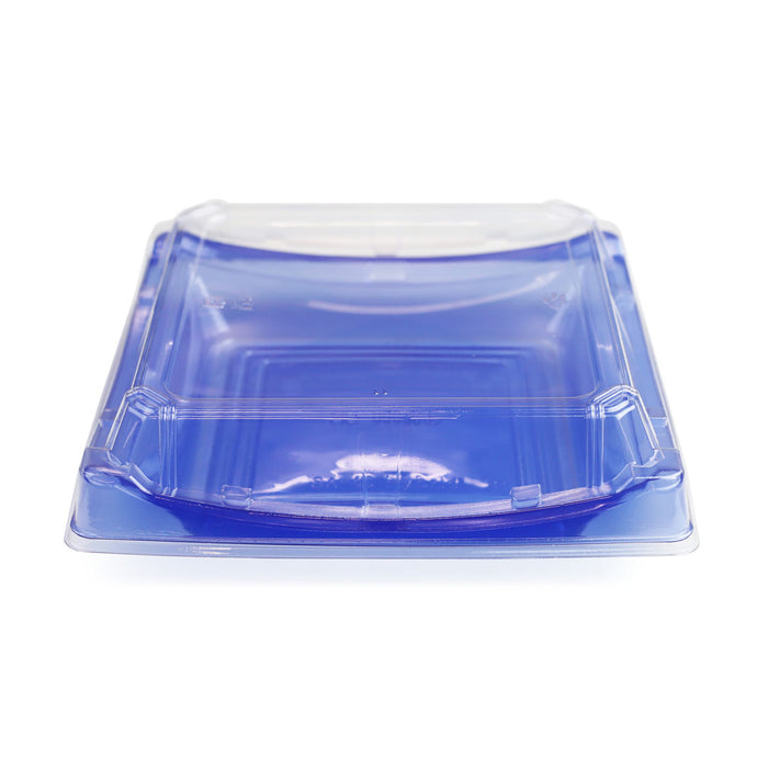 SA-40 PET Clear Blue Square Takeout Sushi Tray 7.25" x 7.25" (400/case)