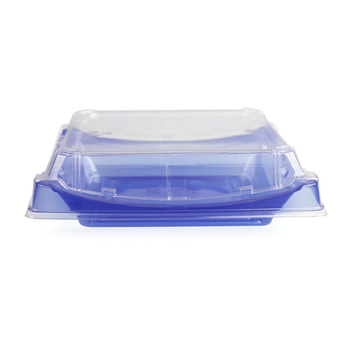 SA-40 PET Clear Blue Square Takeout Sushi Tray 7.25" x 7.25" (400/case)