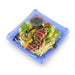 SA-40 PET Clear Blue Square Takeout Sushi Tray 7.3" x 7.3" with Sashimi Salad