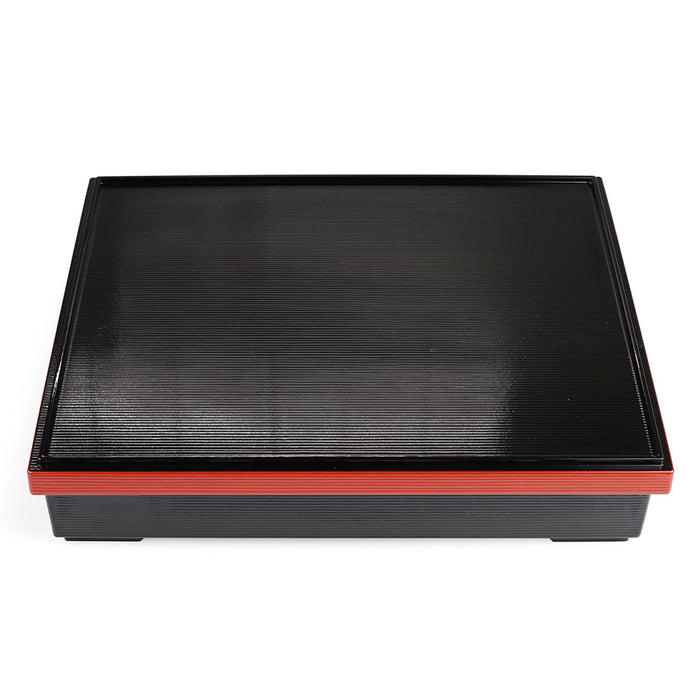 Black Rectangular Shokado Bento Box Red Inner 12.4" x 10.25"