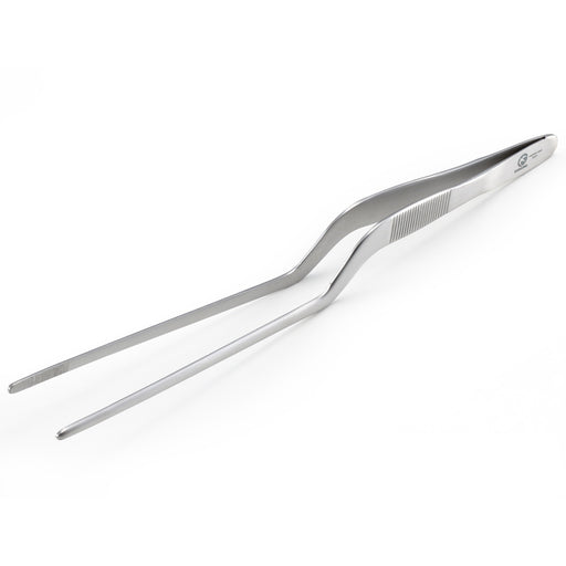 Chef Tongs Stainless Steel Offset Plating Tweezers 9.4" (240mm)