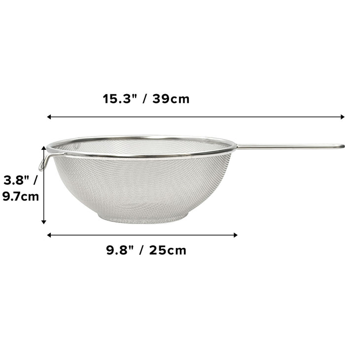 Three Snow Heavy Duty Self-Standing Stainless Steel Mesh Strainer 9.8" dia