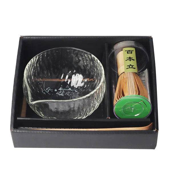 Katakuchi Glass Matcha Tea Latte Bowl Set
