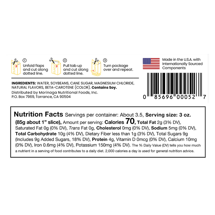 Mori-nu Non-GMO Asian Dessert Mango Tofu Silken 12 packages of 11.1 oz / 315g Nutrition Facts