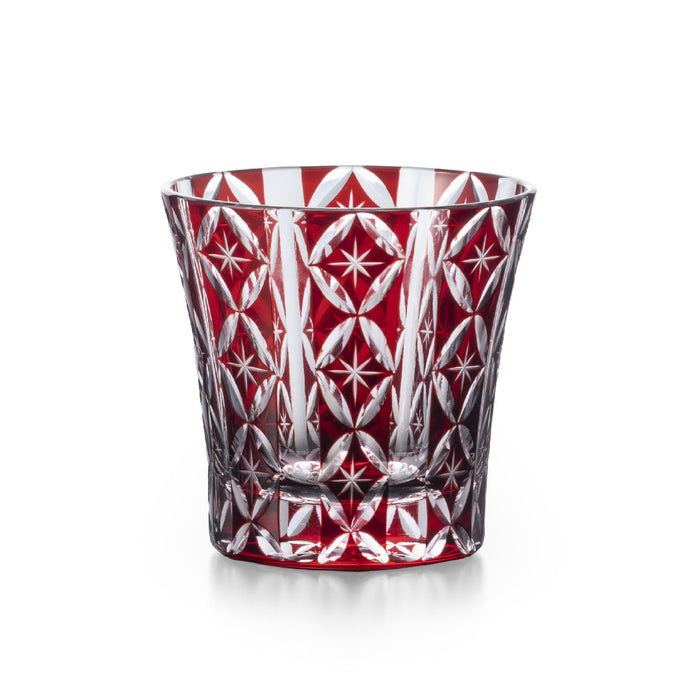 Red Kiriko Style Cut-Glass Cup 8.5 fl oz