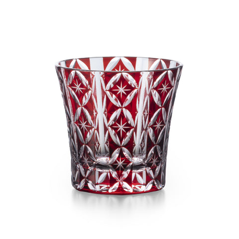 Red Kiriko Style Cut-Glass Cup 8.5 fl oz