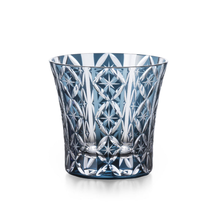 Slate Blue Kiriko Style Cut-Glass Cup 8.5 fl oz