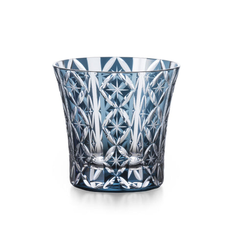 Indigo Blue Kiriko Style Cut-Glass Cup 8.5 fl oz