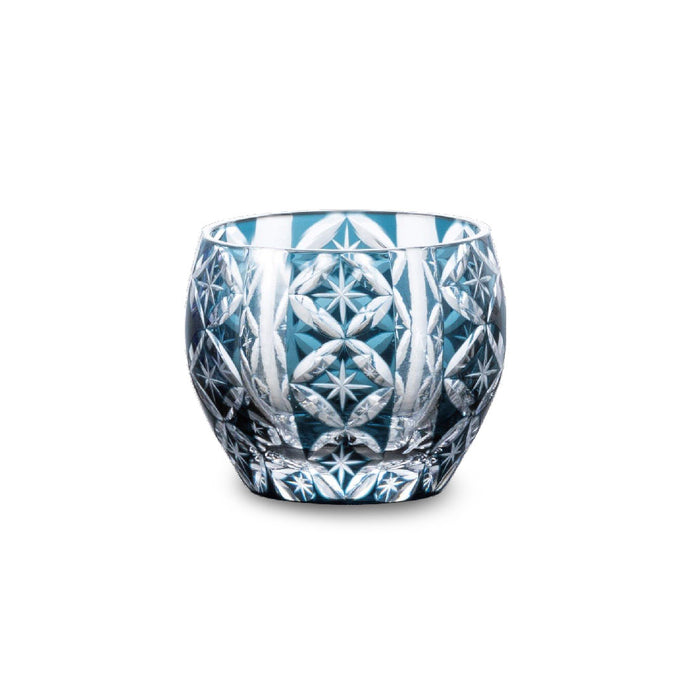 Indigo Kiriko Style Cut-Glass Round Cup 2.5 fl oz