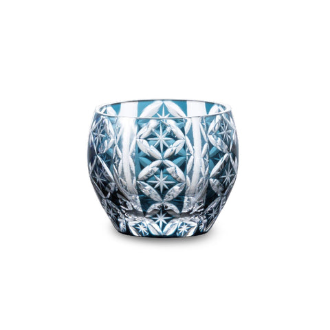 Indigo Kiriko Style Cut-Glass Round Cup 2.5 fl oz