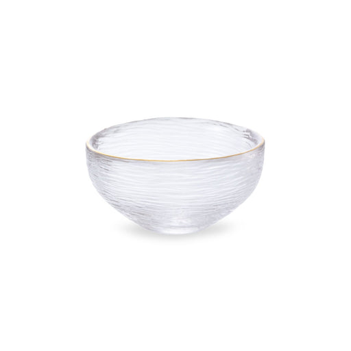 Round Mamebachi Glass Sauce Dish Gold Trim 2 fl oz