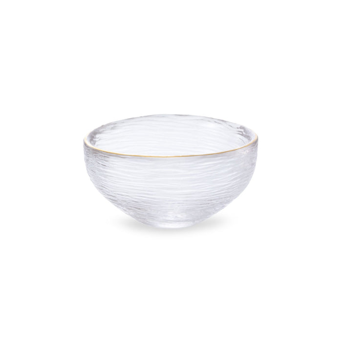 Round Mamebachi Glass Sauce Dish Gold Trim 2 fl oz