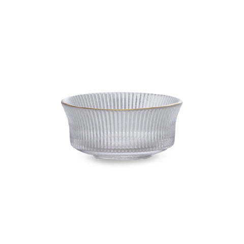 Ribbed Mamebachi Small Glass Bowl Gold Trim 1.7 fl oz / 2.6