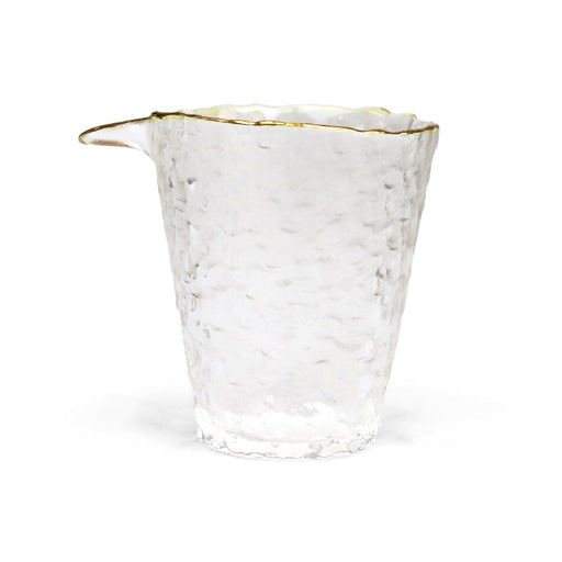 Sculptural Glass Sake Server Gold Rim 6 fl oz