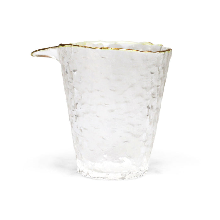Sculptural Glass Sake Server Gold Rim 6 fl oz