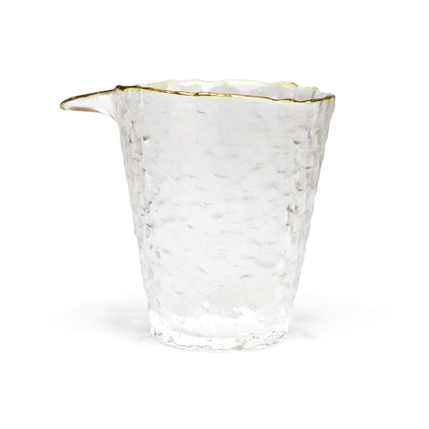Sculptural Glass Sake Server Gold Rim 6 fl oz