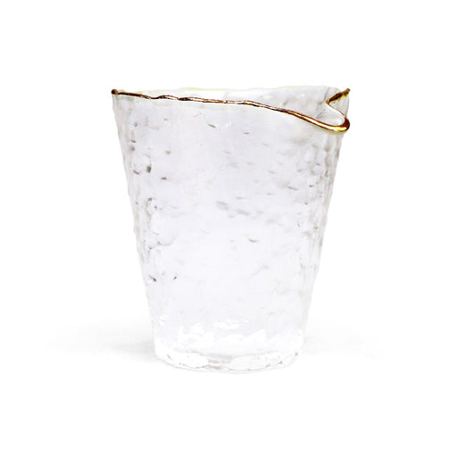 Sculptural Glass Sake Server Gold Rim 6 fl oz