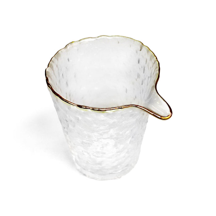 Sculptural Glass Sake Server Gold Rim 6 fl oz