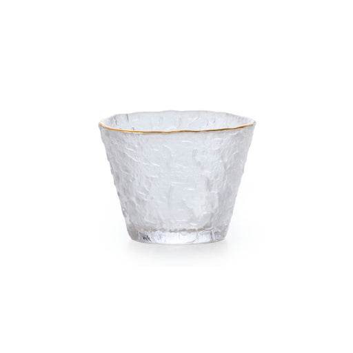 Sculptural Glass Sake Cup Gold Rim 2 fl oz