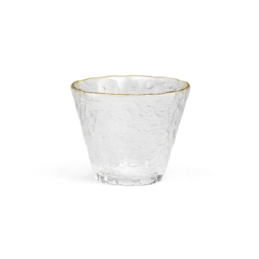 Sculptural Glass Sake Cup Gold Rim 2 fl oz
