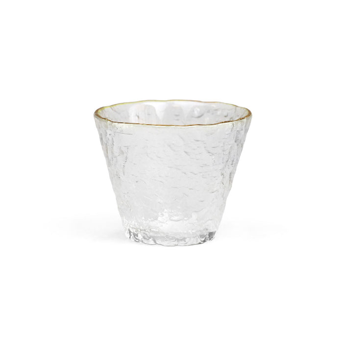 Sculptural Glass Sake Cup Gold Rim 2 fl oz
