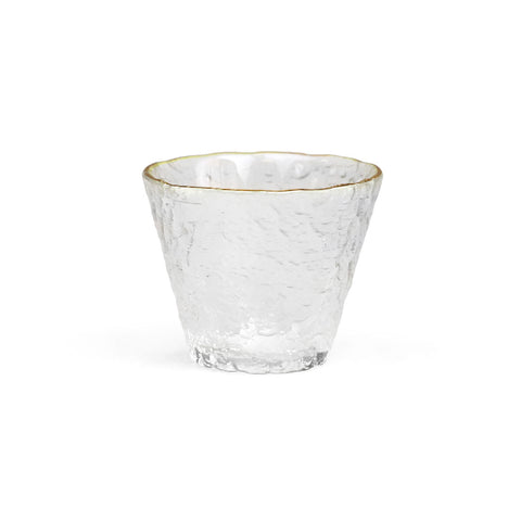 Sculptural Glass Sake Cup Gold Rim 2 fl oz