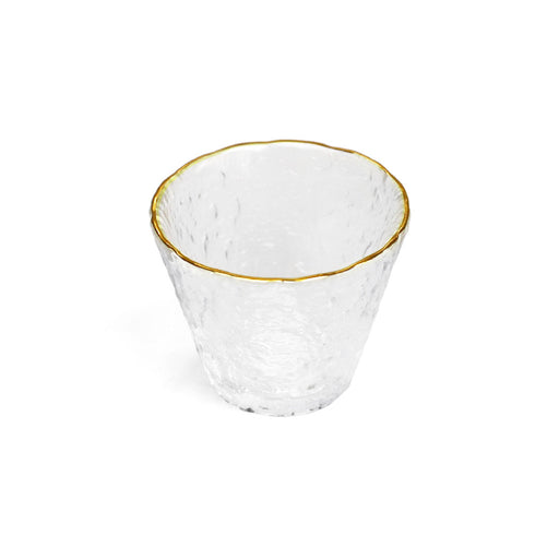 Sculptural Glass Sake Cup Gold Rim 2 fl oz
