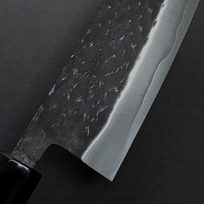 Tadafusa SLD Santoku 165mm Black Hammered Blade Engraved