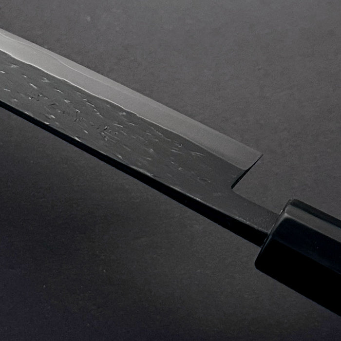 Tadafusa SLD Santoku 165mm Black Hammered Spine at Heel