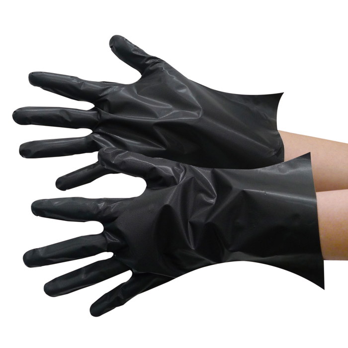 27 Micron Black Five-Finger-Squeeze Embossed Gloves (200/pack)