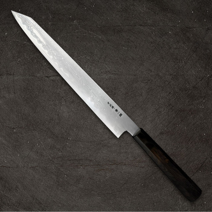 Ittosai Kotetsu Blue #1 Damascus Kengata Sujihiki 270mm Back