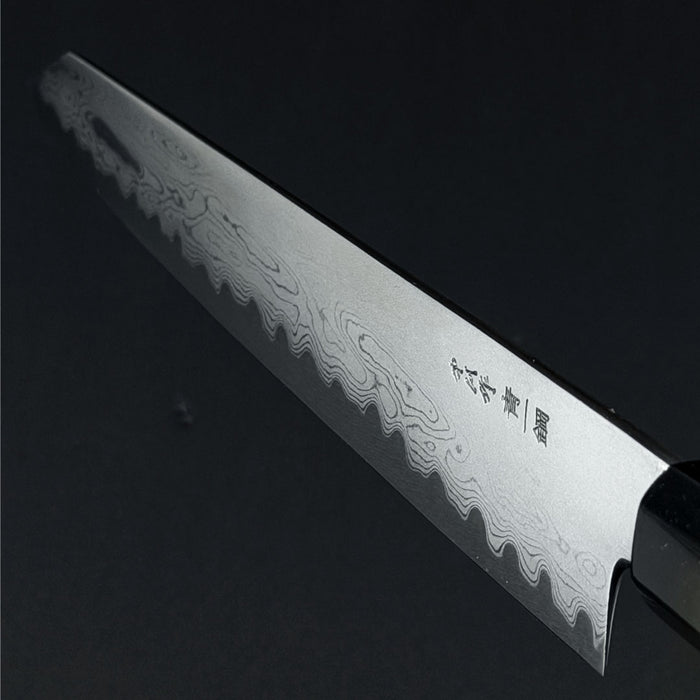 Ittosai Kotetsu Blue #1 Damascus Kengata Sujihiki 270mm Blade Back