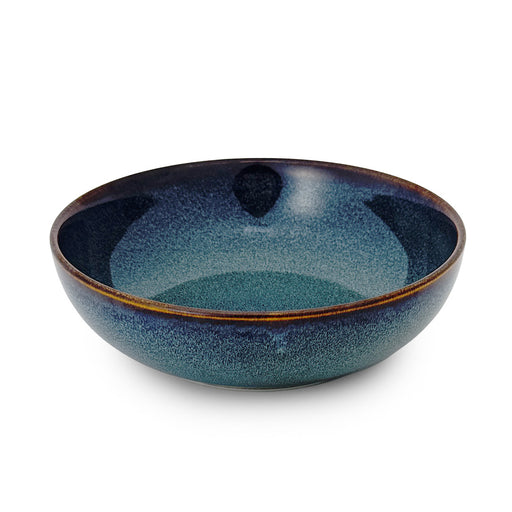 Marine Blue Serving Bowl with Brown Rim 38 fl oz / 8" dia