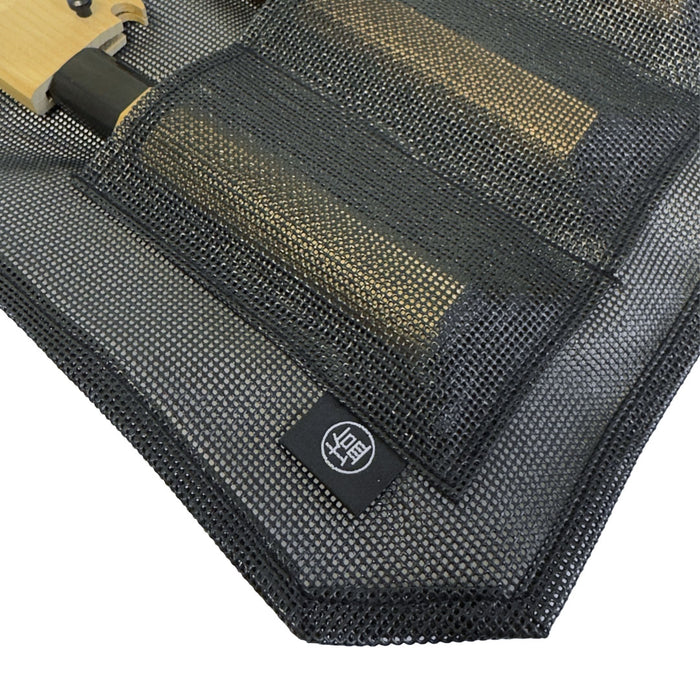 Mesh 6 Slots Knife Roll with Utility Pouch - Jet Black