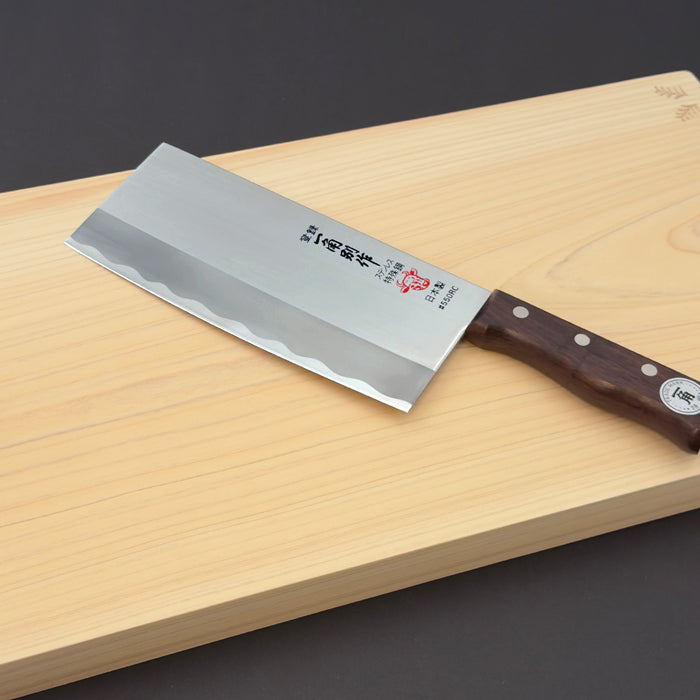 Ikkaku Bessaku Kakugata Chuka Bocho (Chinese Cleaver) 178mm on Cutting Board