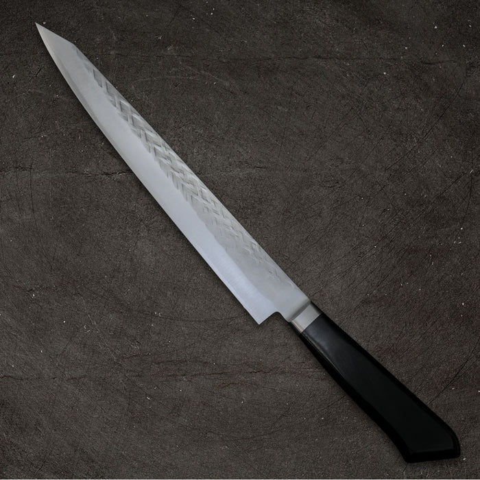 Tadafusa SLD Sujihiki 240mm Hammered Ebony Handle Back Side